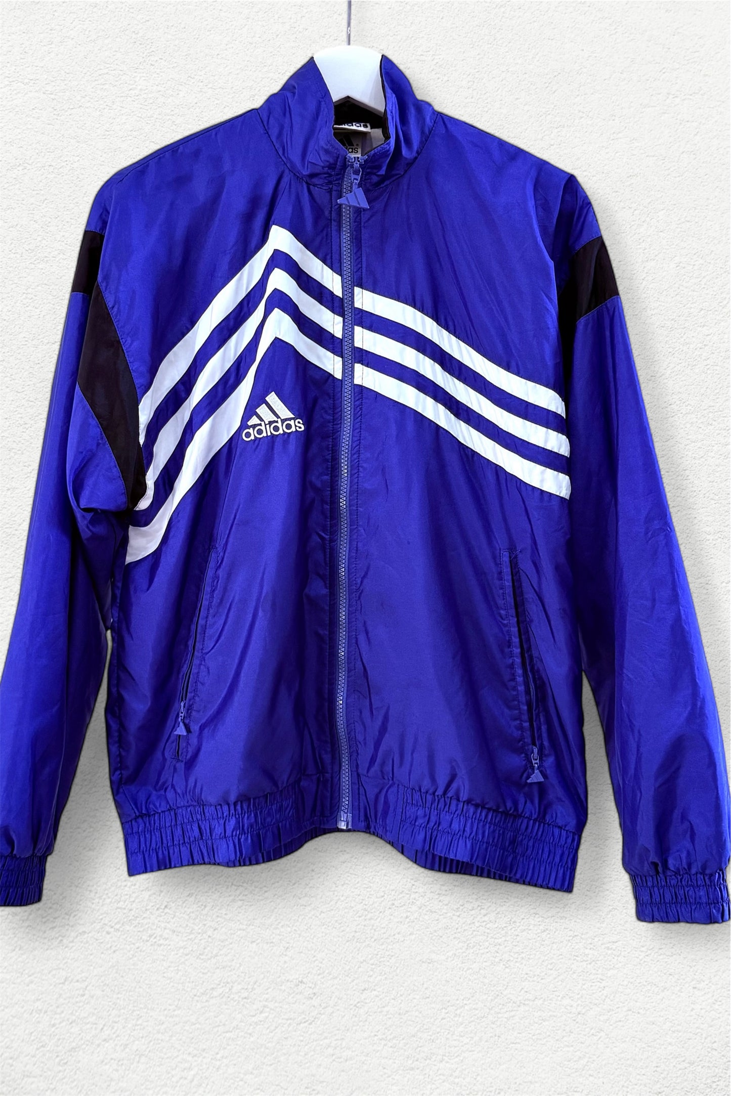 Adidas Big Logo Track Jacket Blue White Wave 90s Style - S