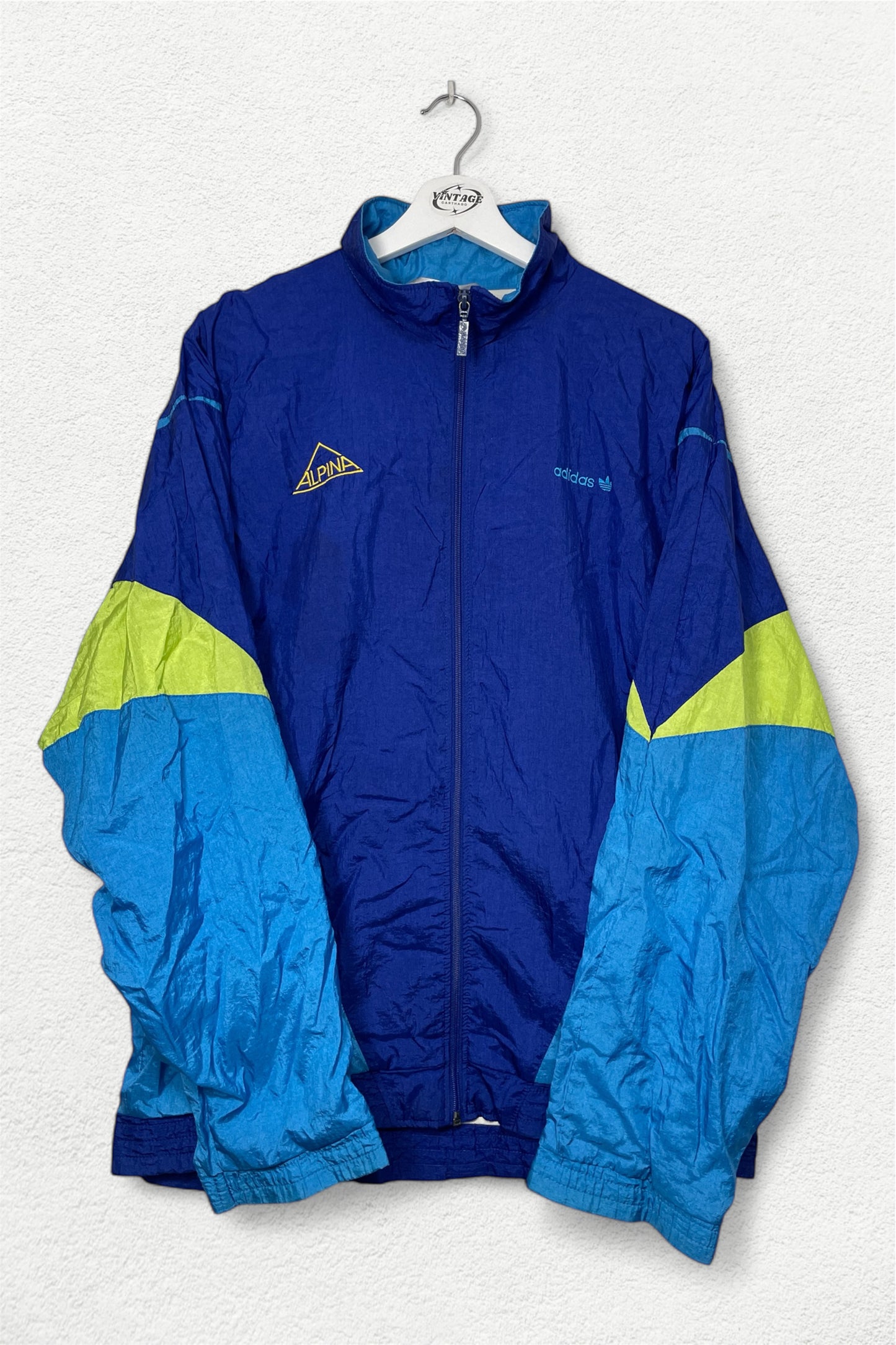 Adidas ALPINA 90s Track Jacket Color Block Blue Neon - L