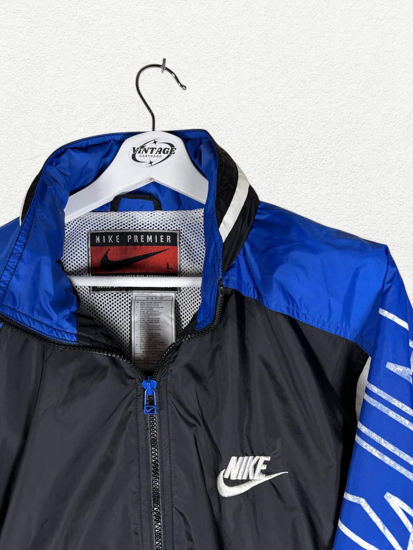 Chaqueta Nike Vintage 90s Premier – Azul, Negro y Blanco
