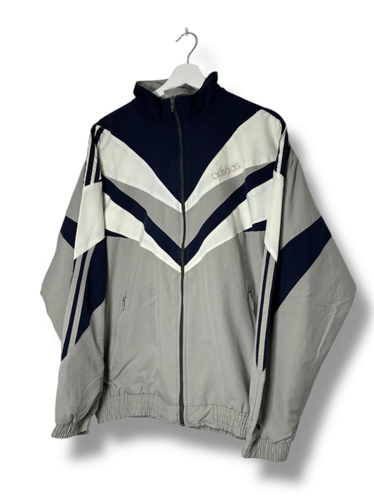 Adidas Vintage Track Jacket 90s – Grey Navy Chevron – Size L