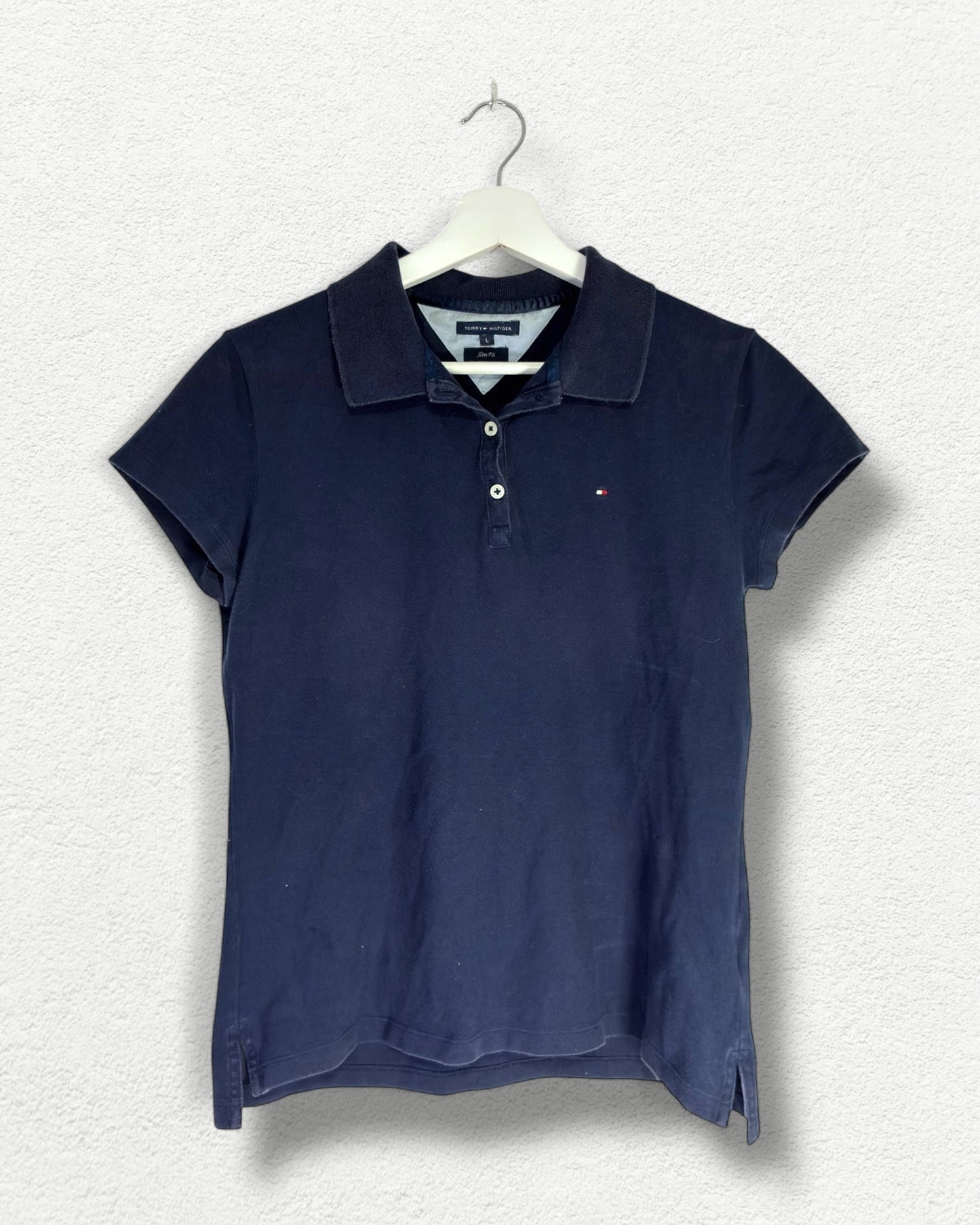 Tommy Hilfiger Navy Polo Tee - L - Y2K
