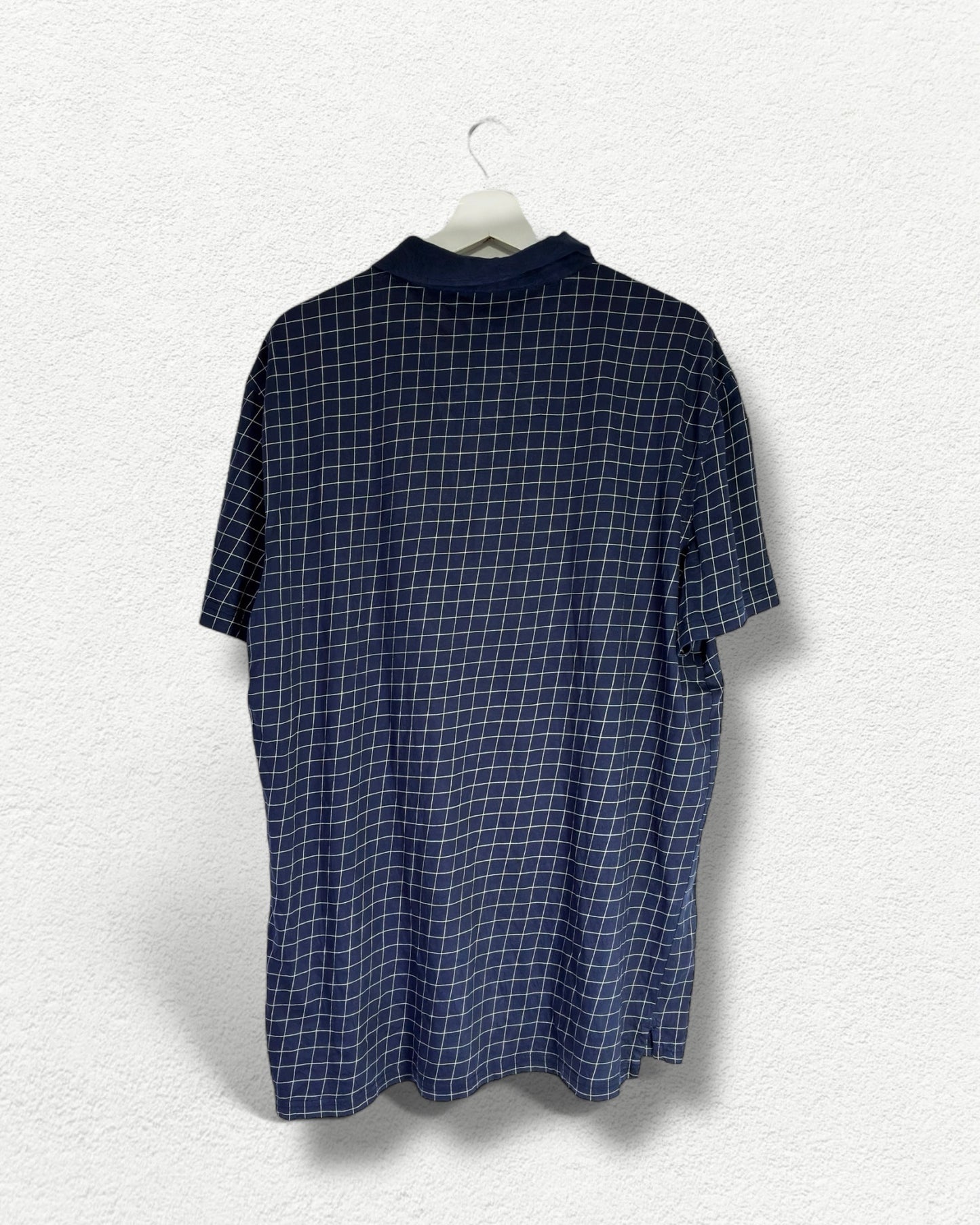 Nautica Polo Shirt - 90s Navy Grid Style - XL