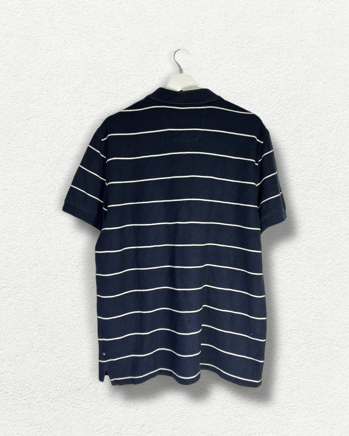 Nautica Polo Shirt - L - Navy Striped Classic Fit