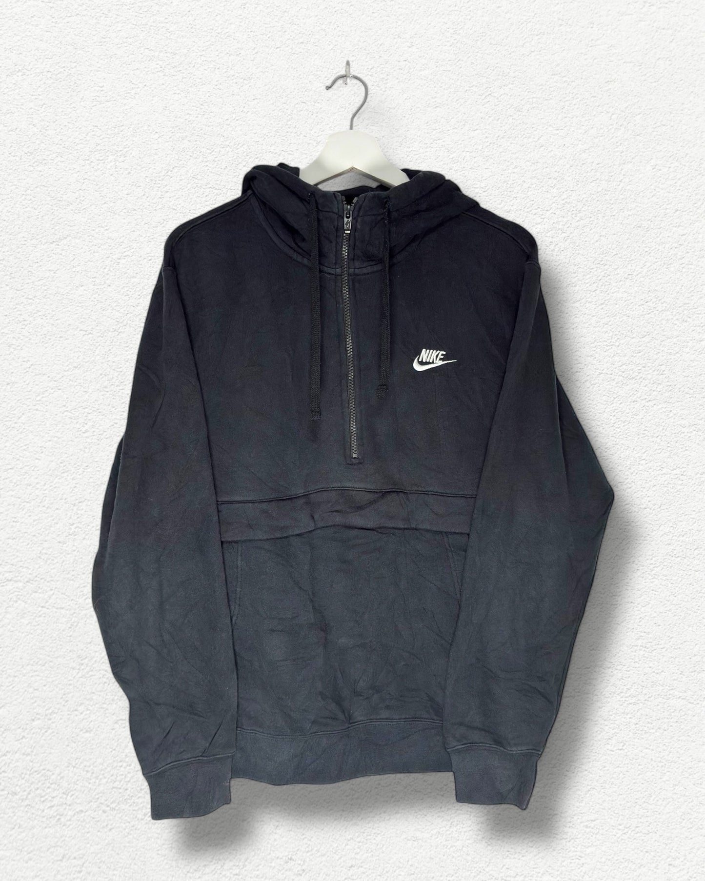 Nike Vintage Half Zip Hoodie - M - Black Minimal Swoosh