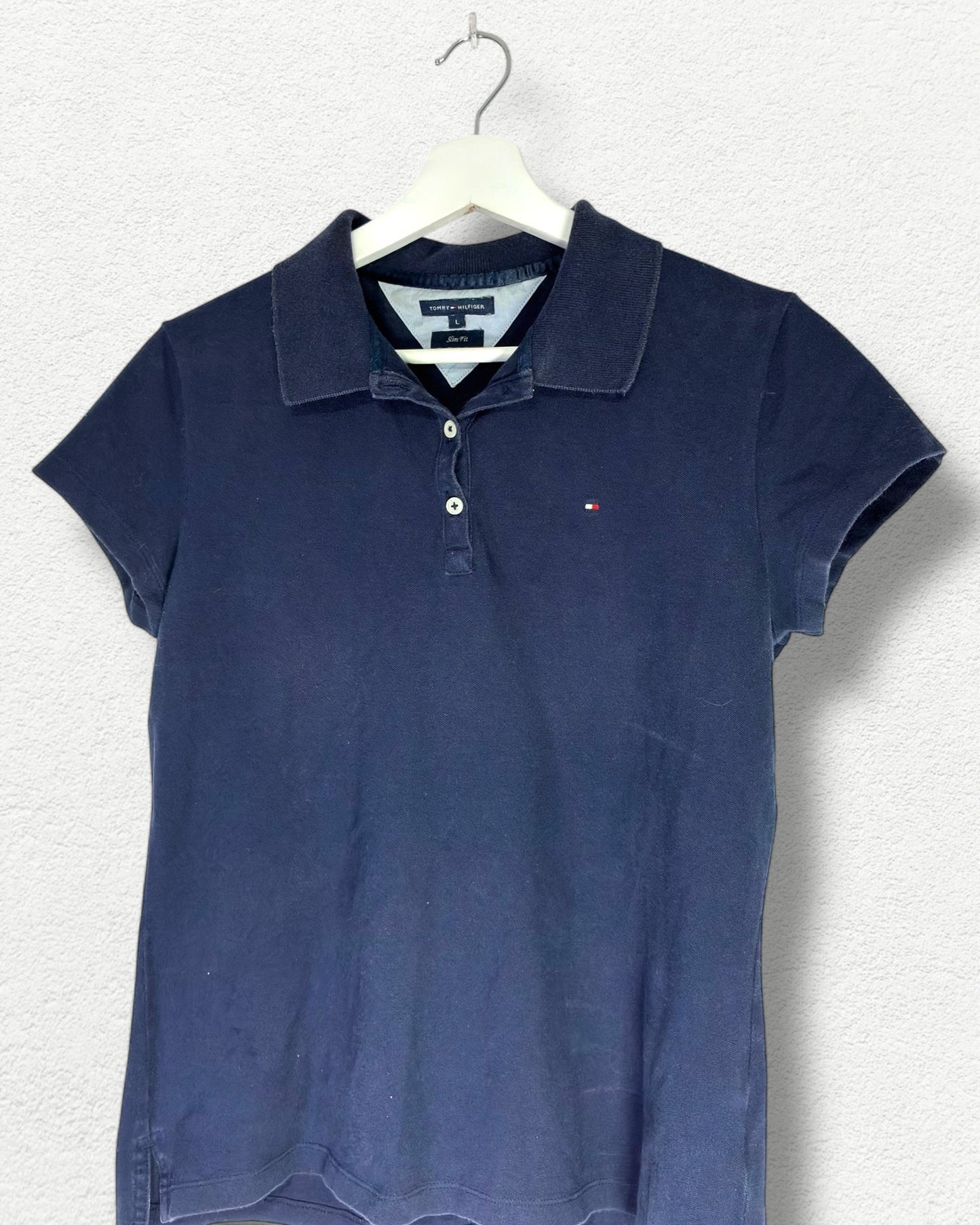 Tommy Hilfiger Navy Polo Tee - L - Y2K
