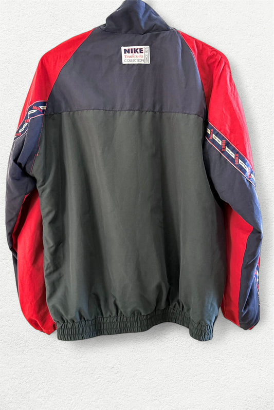 Nike 90s Color Block Track Jacket Navy Red Tape Logo - M