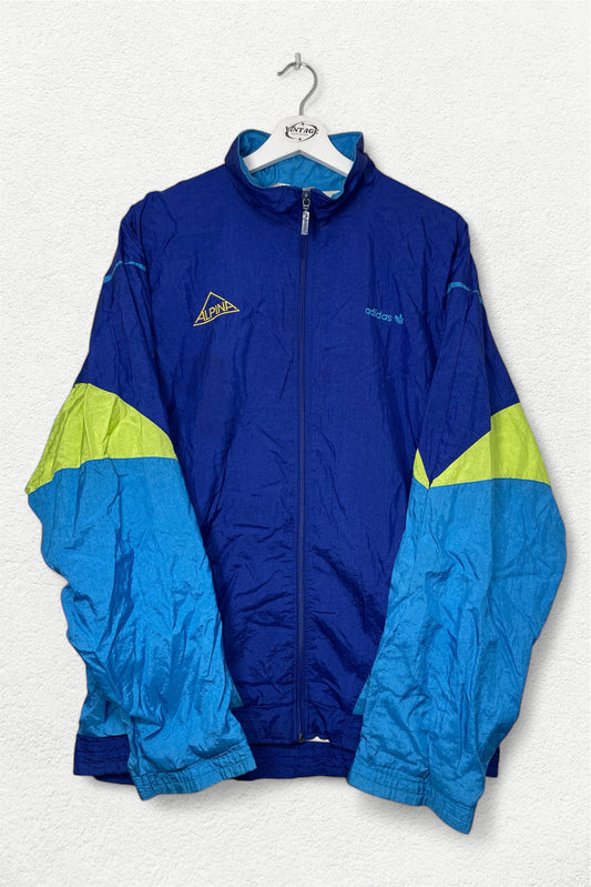 Adidas ALPINA 90s Track Jacket Color Block Blue Neon - L