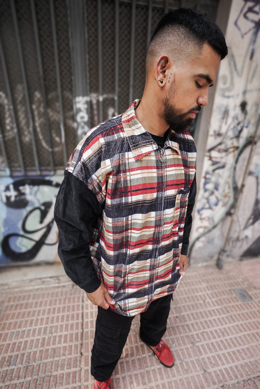 Adidas Trefoil Checkered Jacket – Multicolor Corduroy – Rare 90s Style - L