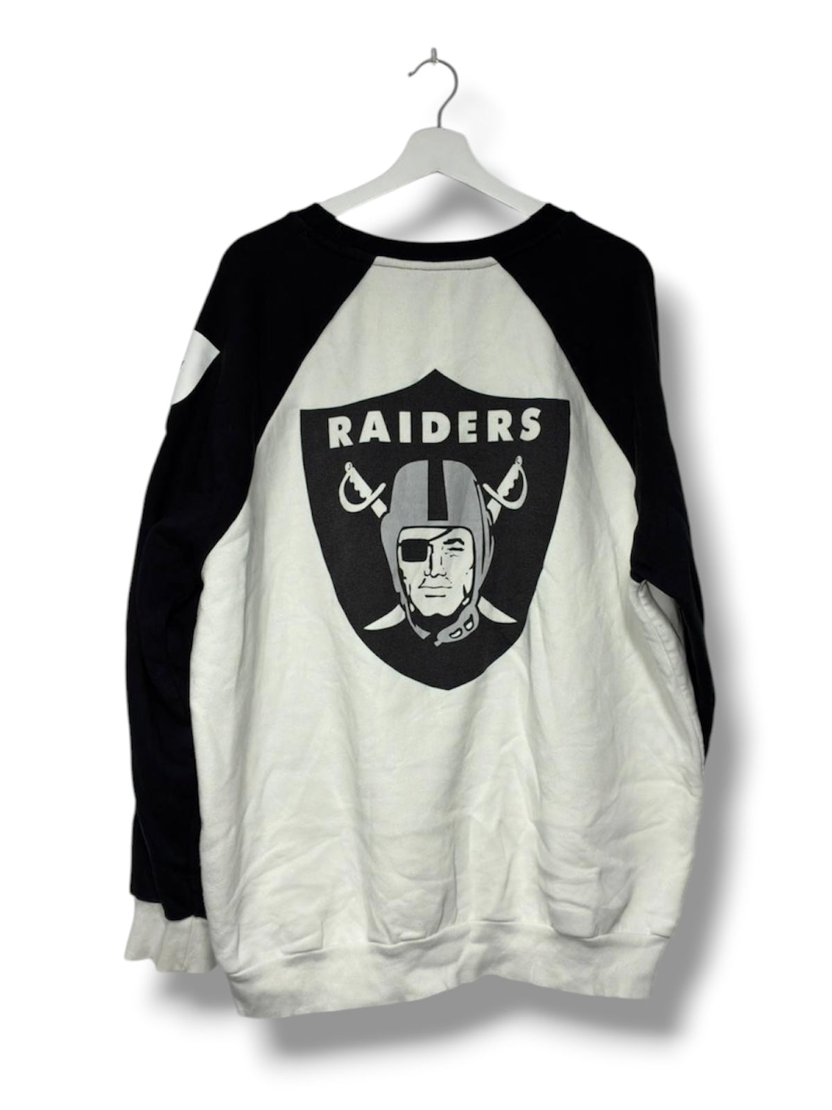 NFL Raiders Oversized Crewneck Sweatshirt Black White - XXL - Streetwear