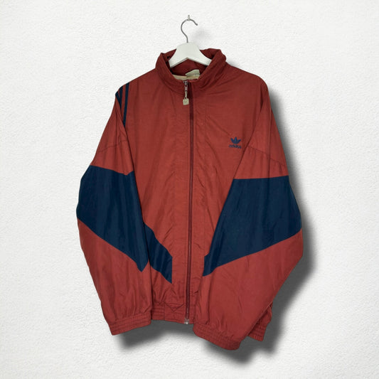 Adidas Originals Track Jacket - Size L - Vintage 80s Rust Red & Navy Style