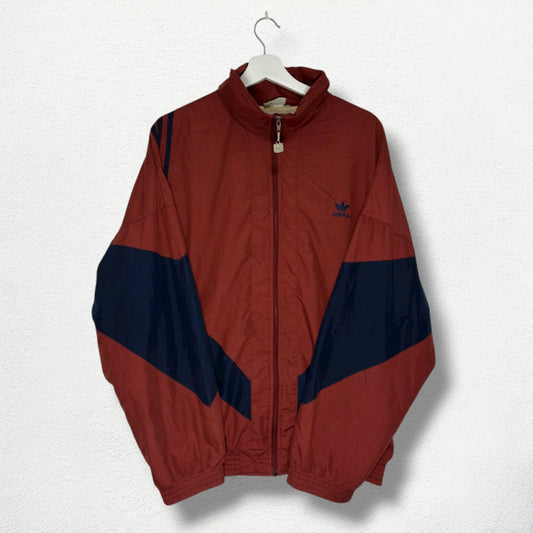 Adidas Originals Track Jacket - Size L - Vintage 80s Rust Red & Navy Style
