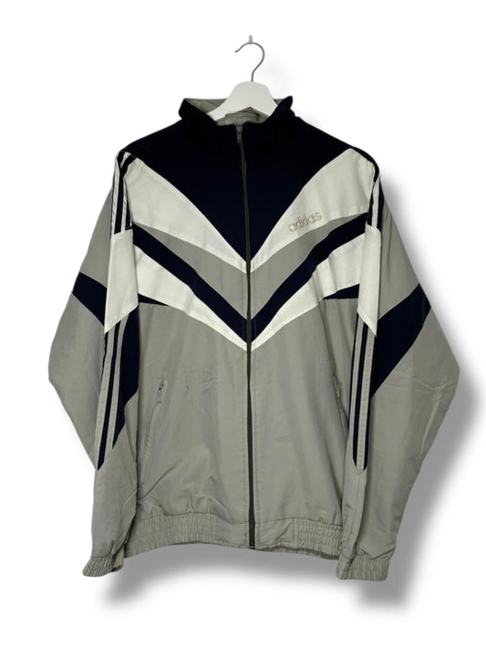 Adidas Vintage Track Jacket 90s – Grey Navy Chevron – Size L