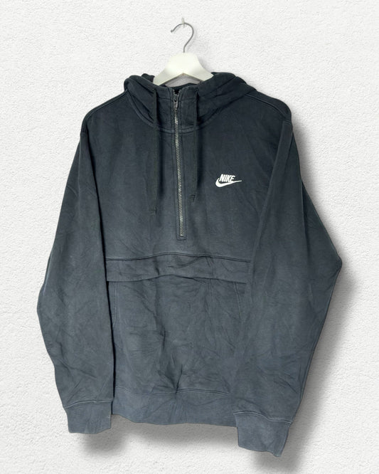 Nike Vintage Half Zip Hoodie - M - Black Minimal Swoosh