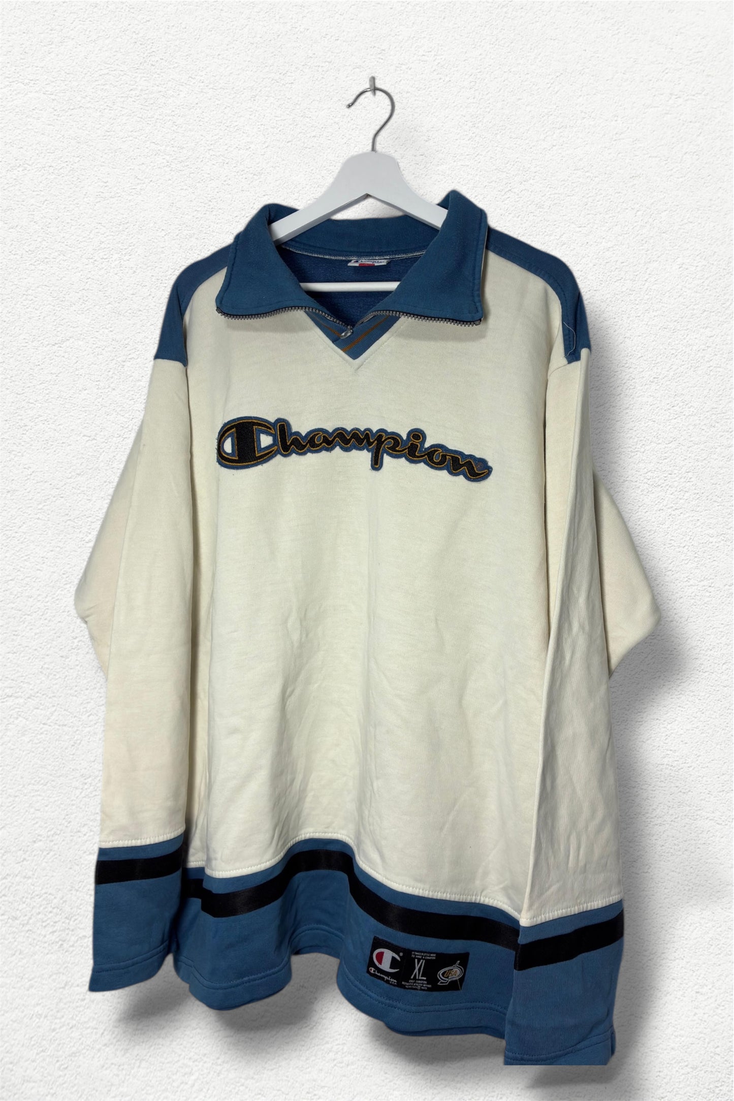Champion USA Rugby Pullover 90s XL – Cream & Blue Vintage Drop