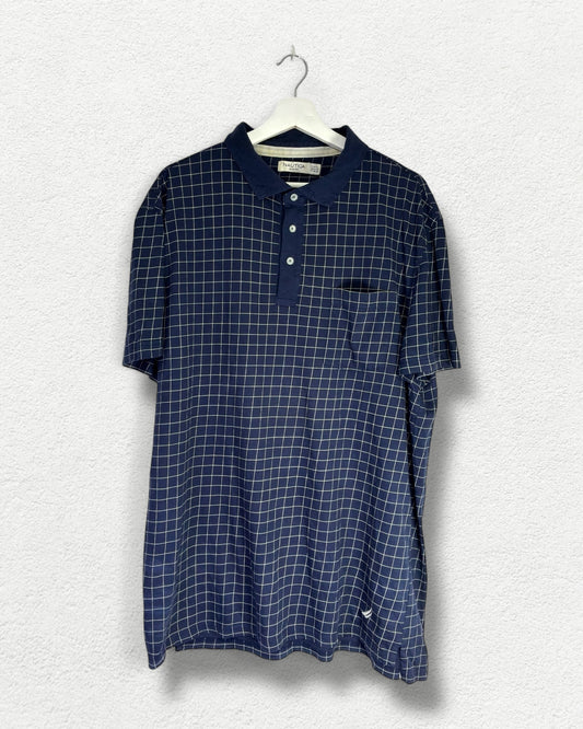 Nautica Polo Shirt - 90s Navy Grid Style - XL