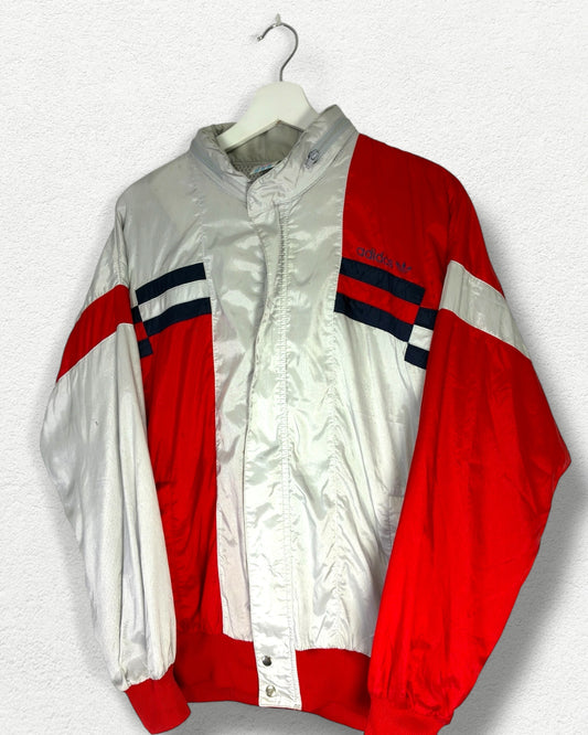 Vintage Adidas Jacket - M - Red & Silver Colorblock Windbreaker