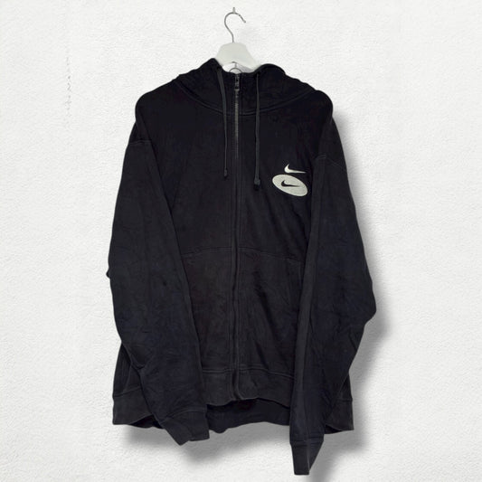 Nike Full Zip Hoodie XXL - Y2K Double Swoosh Reflective Logo
