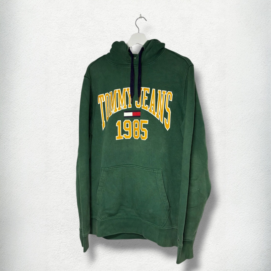 Tommy Jeans Hoodie 1985 - Size L - Vintage Collegiate Green Style