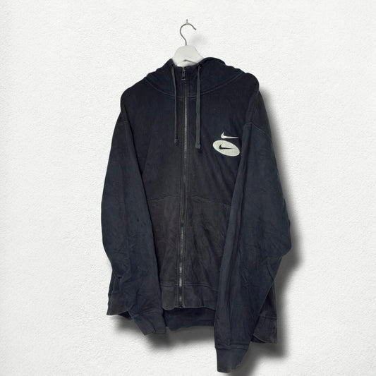 Nike Full Zip Hoodie XXL - Y2K Double Swoosh Reflective Logo
