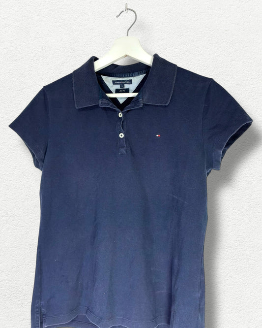 Tommy Hilfiger Navy Polo Tee - L - Y2K