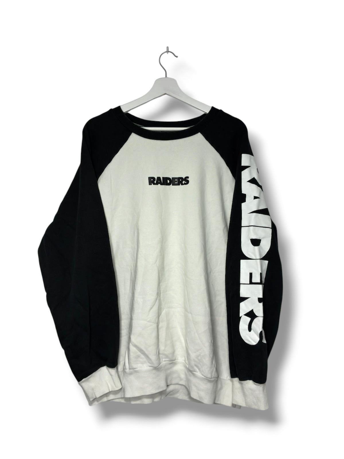 NFL Raiders Oversized Crewneck Sweatshirt Black White - XXL - Streetwear