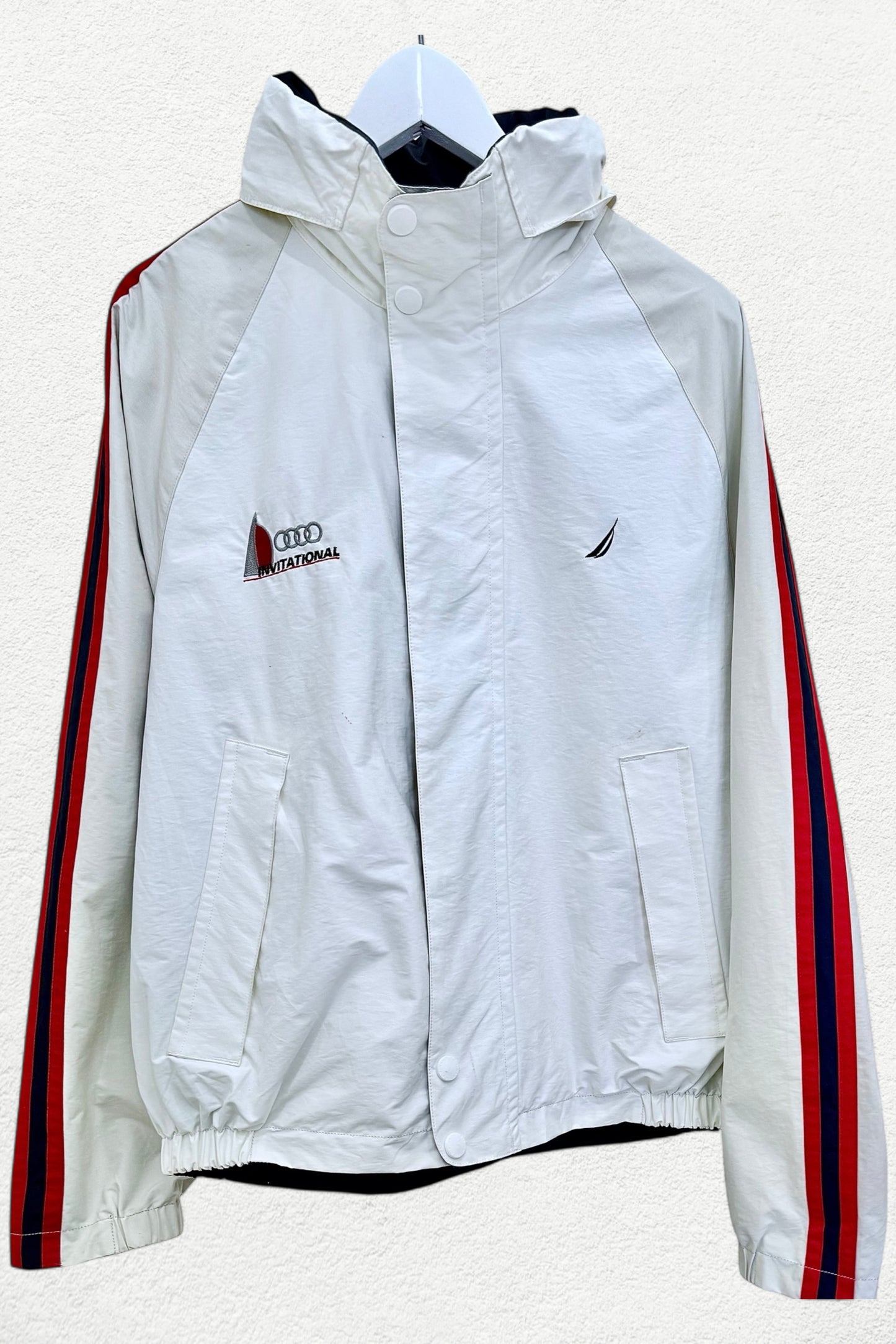 Nautica Audi Invitational Windbreaker White Navy Red - XL