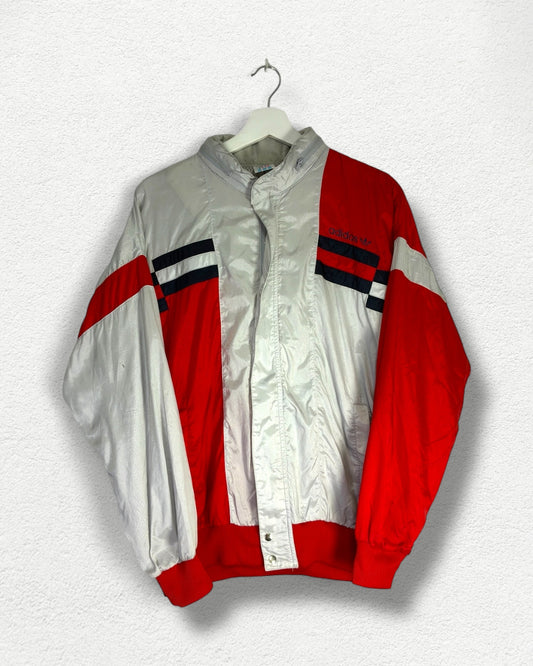 Vintage Adidas Jacket - M - Red & Silver Colorblock Windbreaker