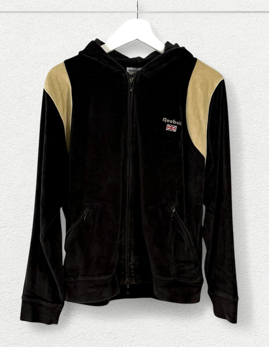 Reebok Velour Hoodie – Rare Retro Streetwear - L